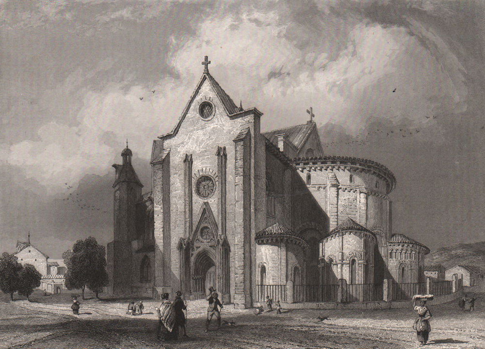 AGEN. Église St. Caprais. France 1844 old antique vintage print picture